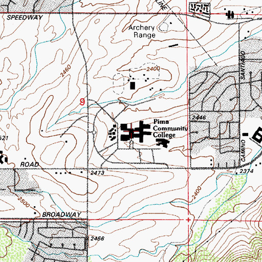 Topographic Map of Aztec Middle College West Campus, AZ