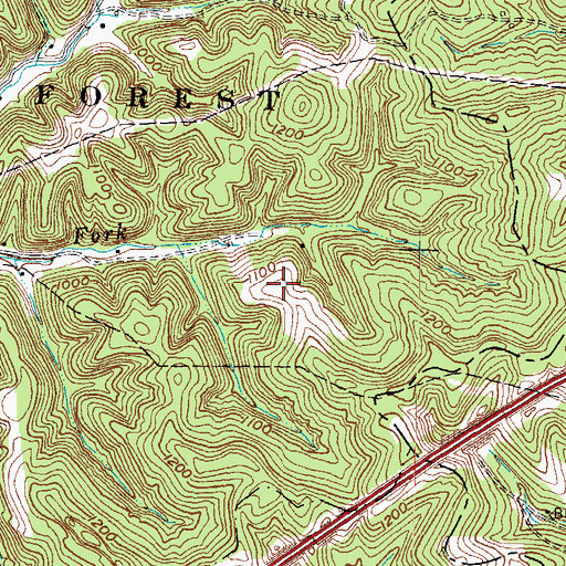 Topographic Map of Brown Cemetery Two, KY