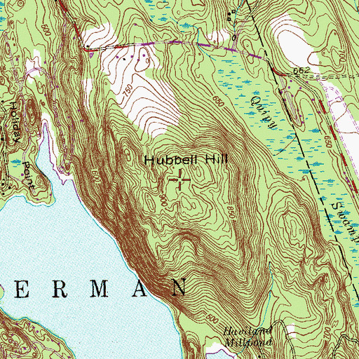 Topographic Map of Hubbell Hill, CT