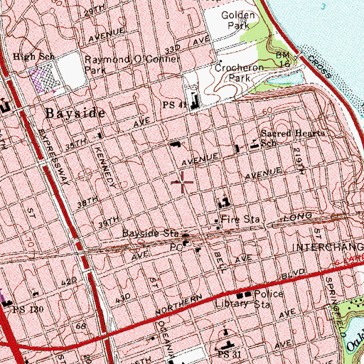 Topographic Map of Bayside United Methodist Church, NY