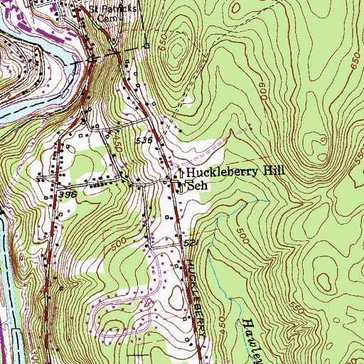 Topographic Map of Huckleberry Hill Elementary School, CT