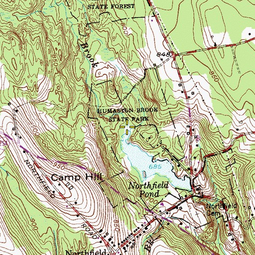 Topographic Map of Humaston Brook, CT