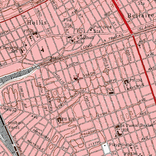 Topographic Map of Hollis Presbyterian Church, NY