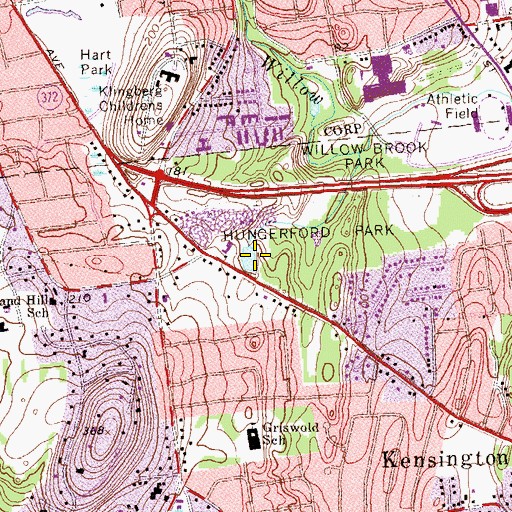 Topographic Map of Hungerford Park, CT