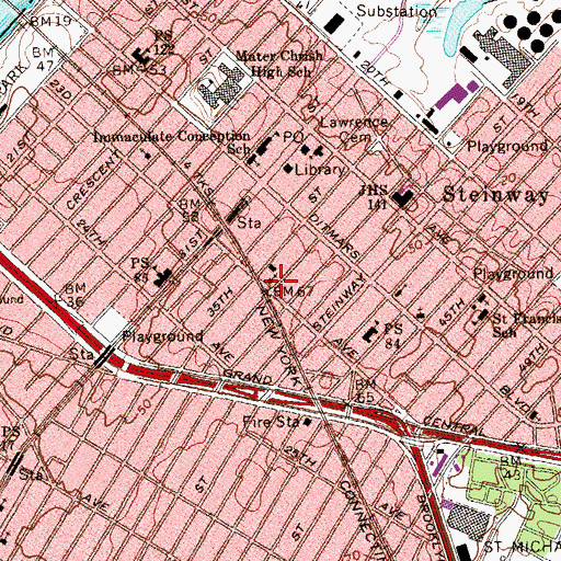 Topographic Map of Trinity and Saint Joseph Church, NY