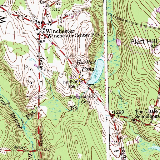 Topographic Map of Hurlbut Cemetery, CT