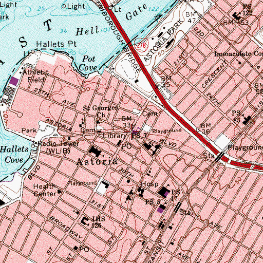 Topographic Map of Astoria Square, NY