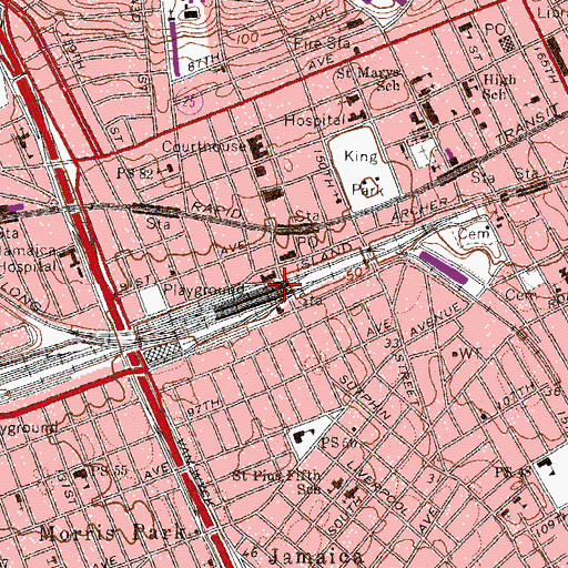 Topographic Map of Jamaica Station, NY