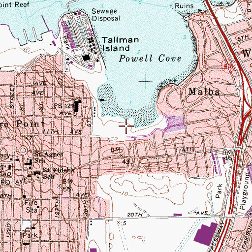 Topographic Map of Powell's Cove Park, NY