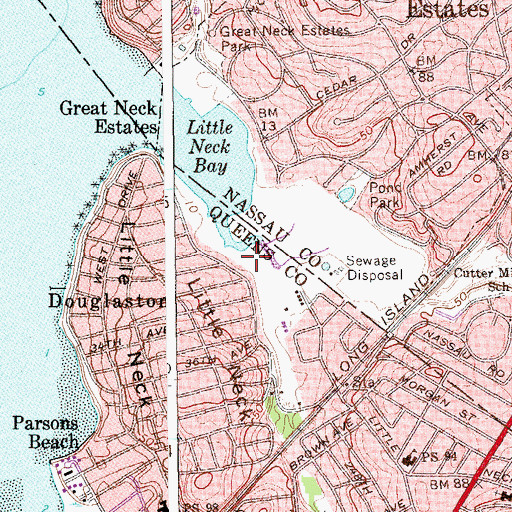 Topographic Map of Udall's Cove Park, NY