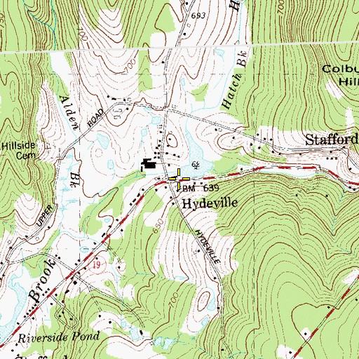 Topographic Map of Hydeville, CT