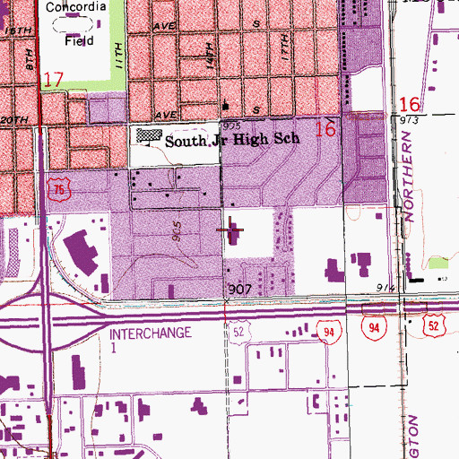Topographic Map of Probstfield Elementary School, MN