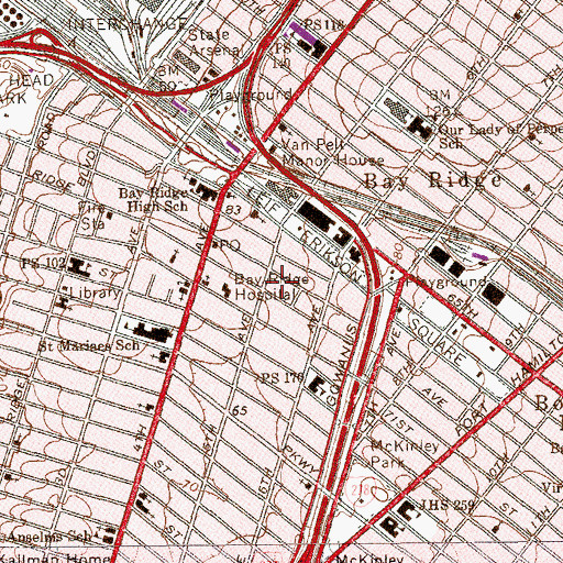 Topographic Map of Islamic Society of Bayridge, NY
