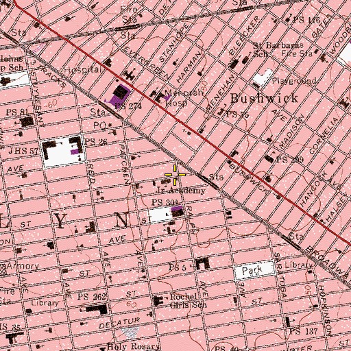 Topographic Map of Eightyfirst Precinct Police Station, NY