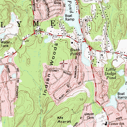 Topographic Map of Indian Woods, CT