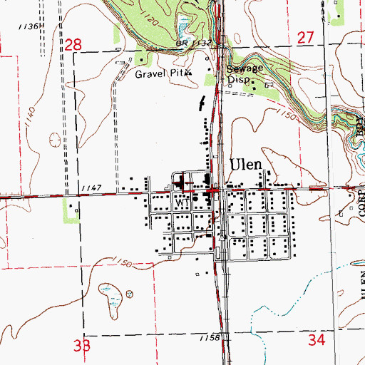 Topographic Map of Ulen-Hitterdal Public School, MN
