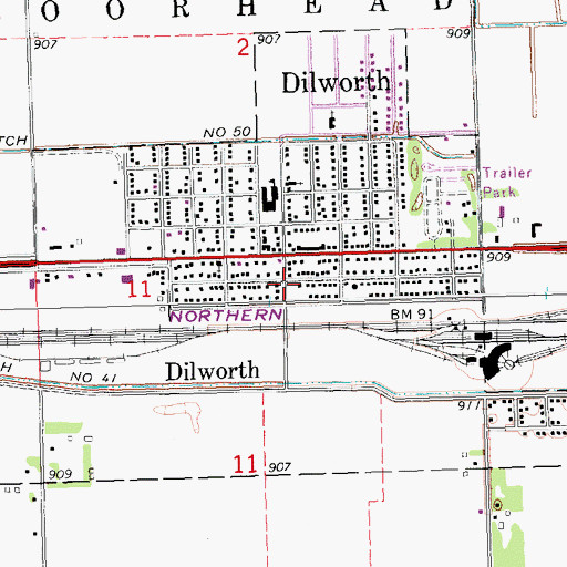 Topographic Map of Dilworth Post Office, MN