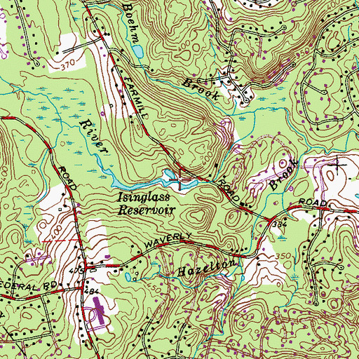 Topographic Map of Isinglass Reservoir, CT