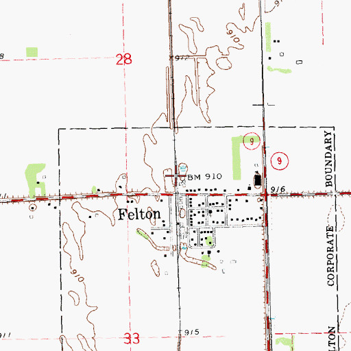 Topographic Map of Felton, MN