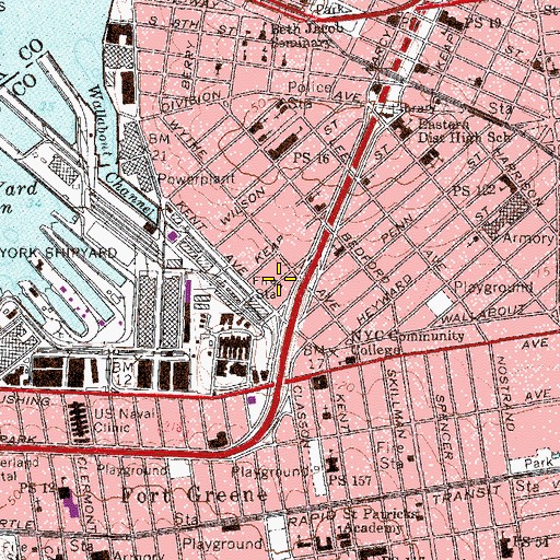 Topographic Map of Brooklyn Fire Station, NY