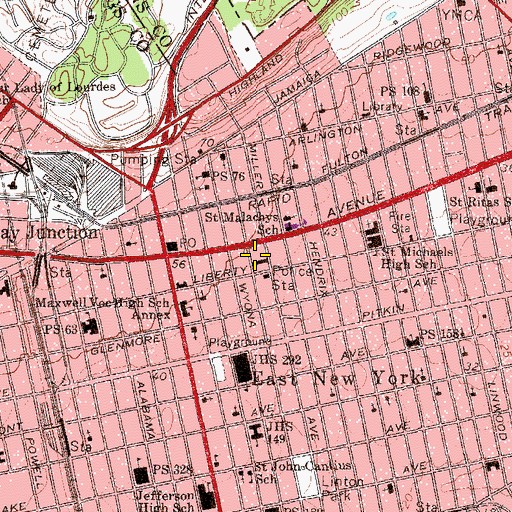 Topographic Map of Fire Department New York Engine 332 and Ladder 175, NY