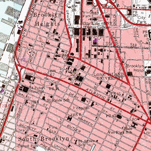 Topographic Map of Brooklyn Friends Meetinghouse, NY