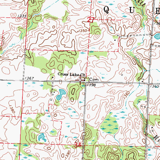Topographic Map of Cross Lake Cemetery, MN