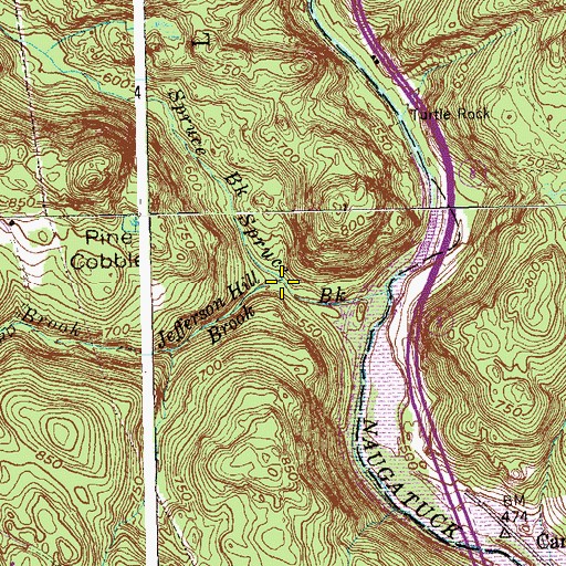 Topographic Map of Jefferson Hill Brook, CT