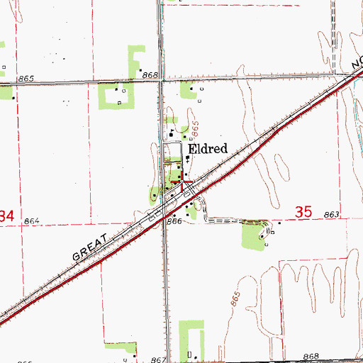 Topographic Map of Eldred Post Office (historical), MN