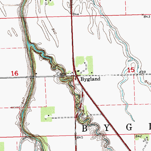 Topographic Map of Bygland Post Office (historical), MN