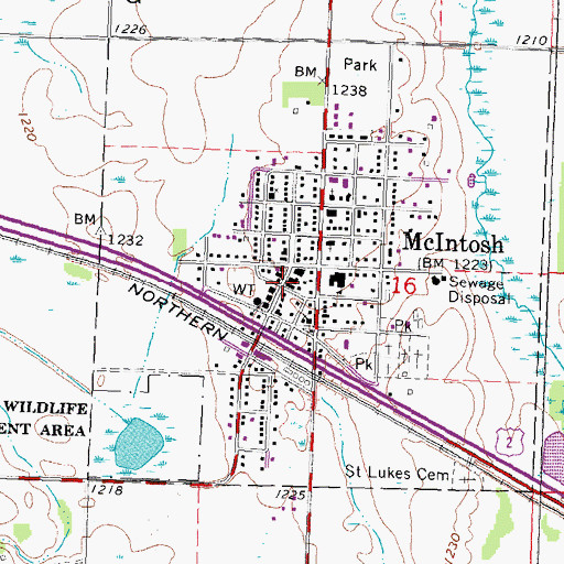 Topographic Map of McIntosh Police Department, MN