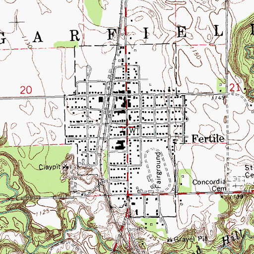 Topographic Map of Fertile Police Department, MN