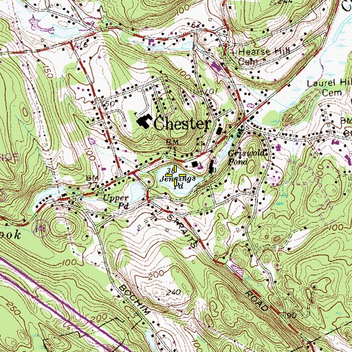 Topographic Map of Jennings Pond, CT