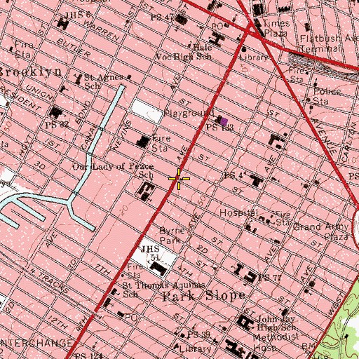 Topographic Map of Brooklyn Lyceum, NY