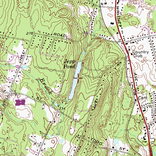 Topographic Map of Jepp Pond, CT