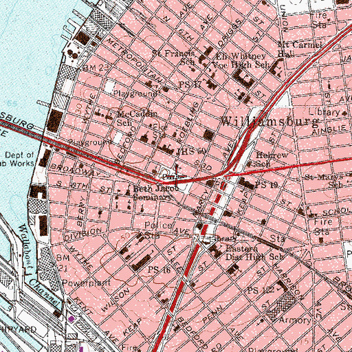 Topographic Map of Washington Plaza, NY