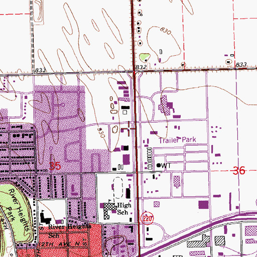 Topographic Map of Harvest Assembly of God Church, MN