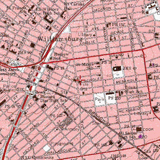 Topographic Map of Iglesia Pentecostal Misionera, NY