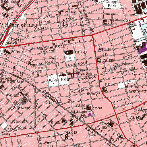 Topographic Map of Holy Trinity Roman Catholic Church, NY