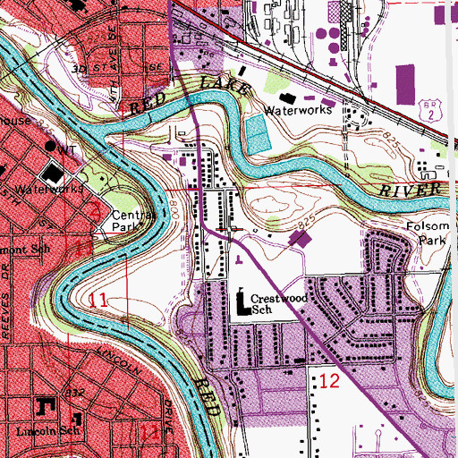 Topographic Map of East Grand Forks Fire Department Station 2, MN