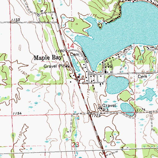 Topographic Map of Maple Bay Free Church, MN