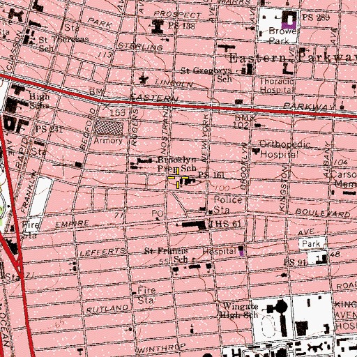 Topographic Map of Beth Rivkah High School, NY