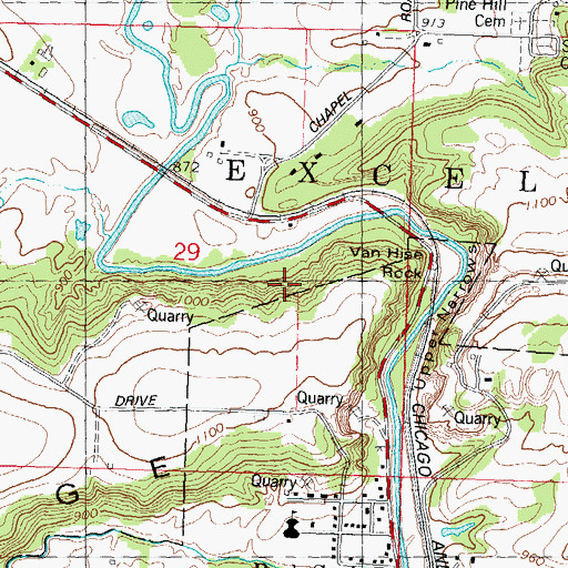 Topographic Map of Ableman's Gorge State Natural Area, WI