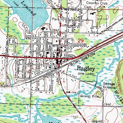 Topographic Map of Bagley Police Department, MN