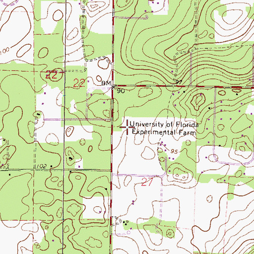 Topographic Map of Alachua County Fire Rescue Station 17, FL
