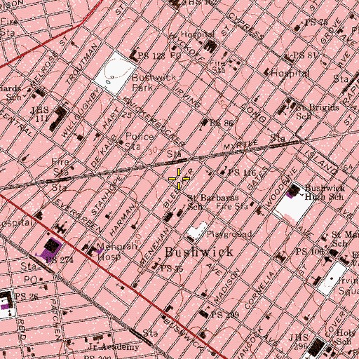 Topographic Map of Intermediate School 383, NY