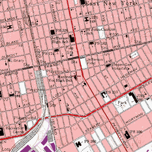 Topographic Map of Public School 190, NY