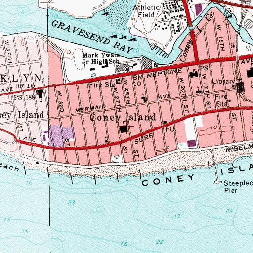 Topographic Map of Public School 288, NY