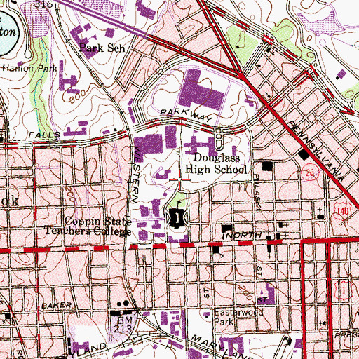 Topographic Map of Dedmond Hall, MD