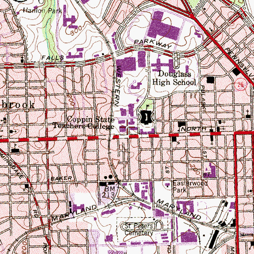 Topographic Map of James Weldon Johnson Auditorium Building, MD